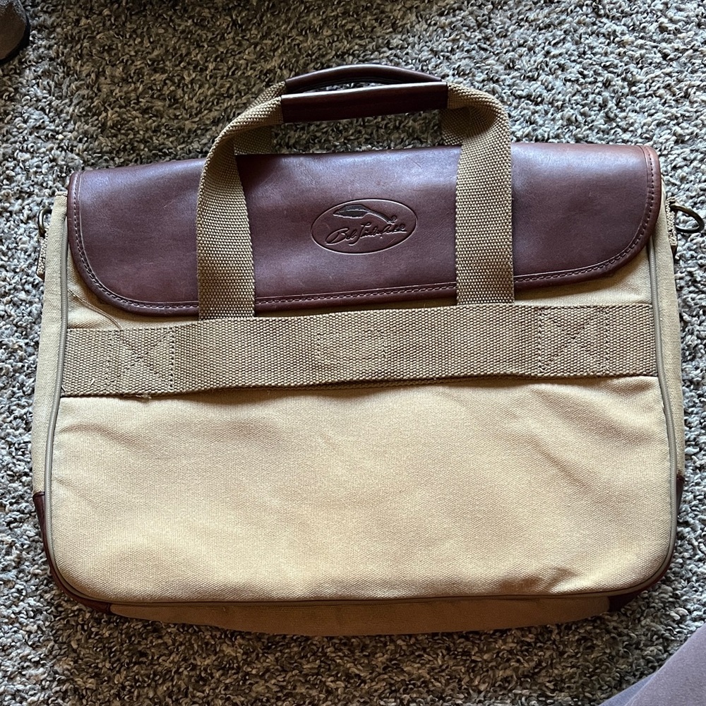 Bob Timberlake Canvas Leather Briefcase Document Case no crossbody strap